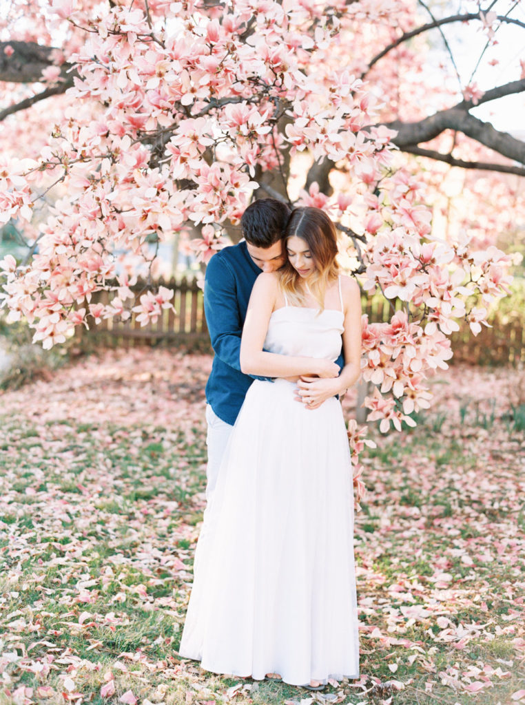 Intimate Anniversary Session Pink spring blossoms Richmond Virginia by Natalie Jayne Photography