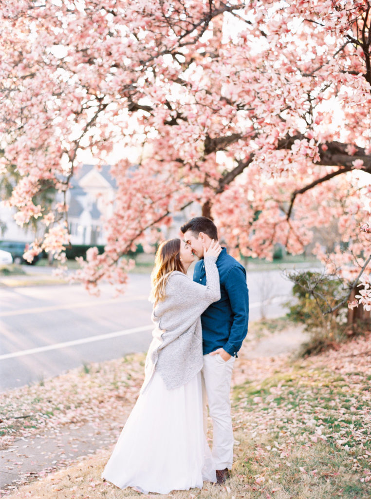 Intimate Anniversary Session Pink spring blossoms Richmond Virginia by Natalie Jayne Photography