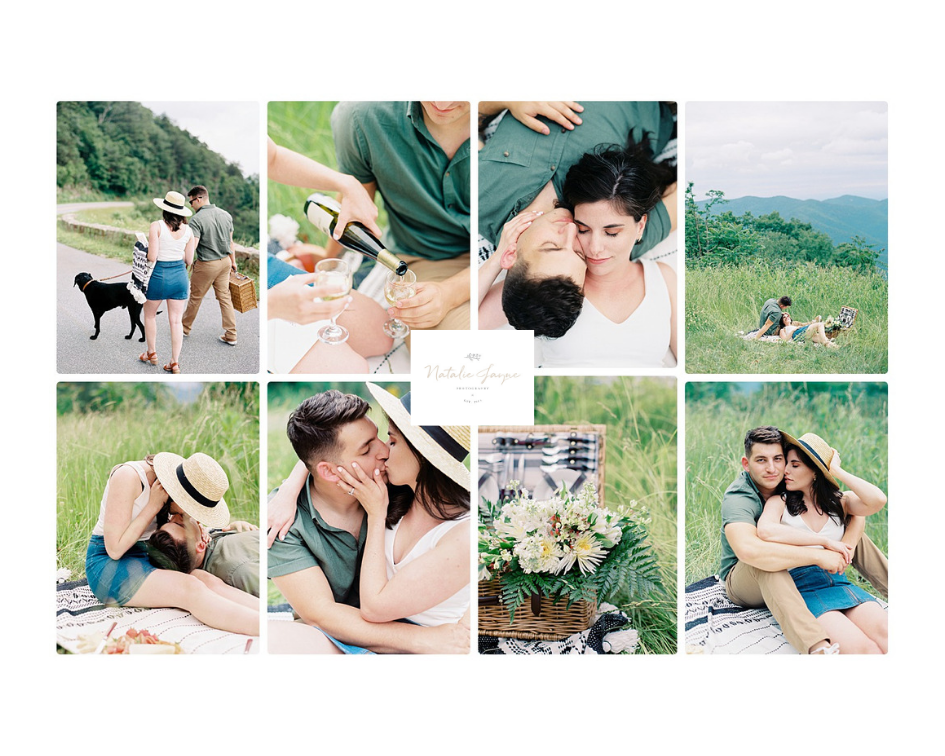 Virginia mountain engagement session picnic