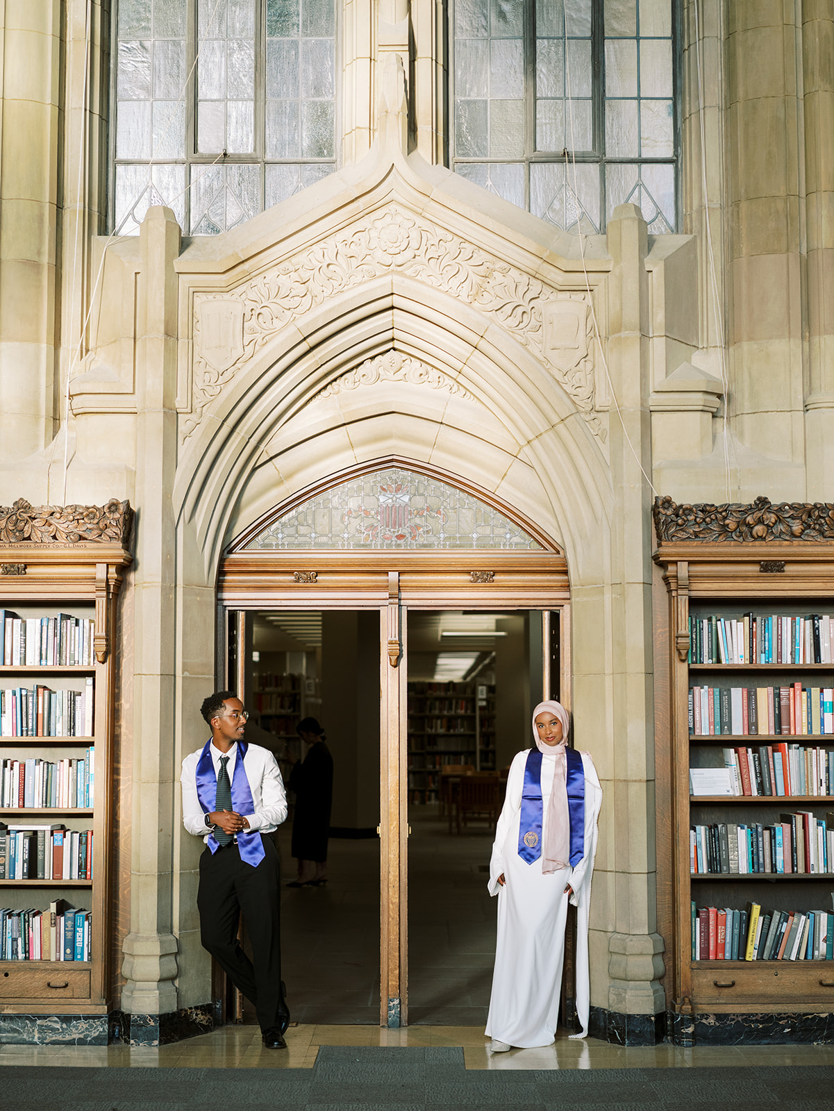 “University of Washington senior portraits in Suzzallo Library by Seattle graduation photographer